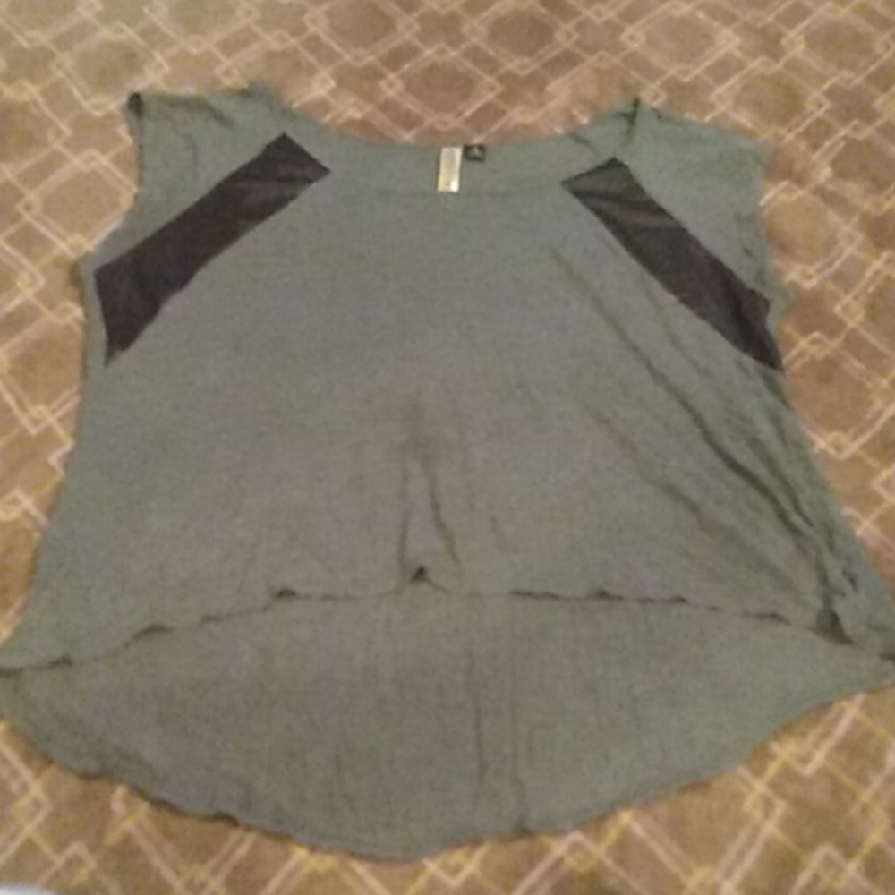 usa made uneven women's muscle shirt gray black